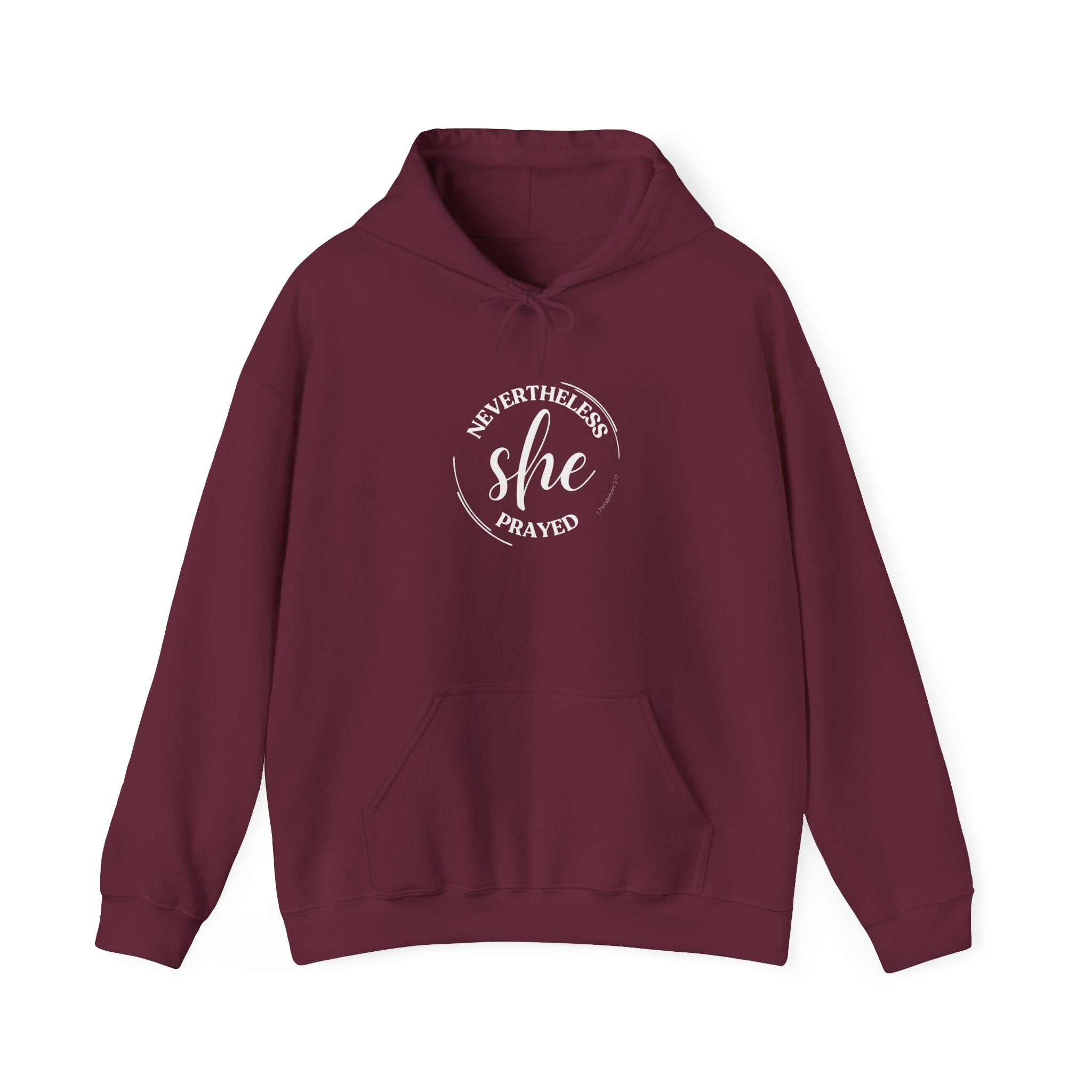 "Nevertheless She Prayed" Hoodie 1 Thes 5:17 ~ Christian Women’s Scripture Sweatshirt Printify