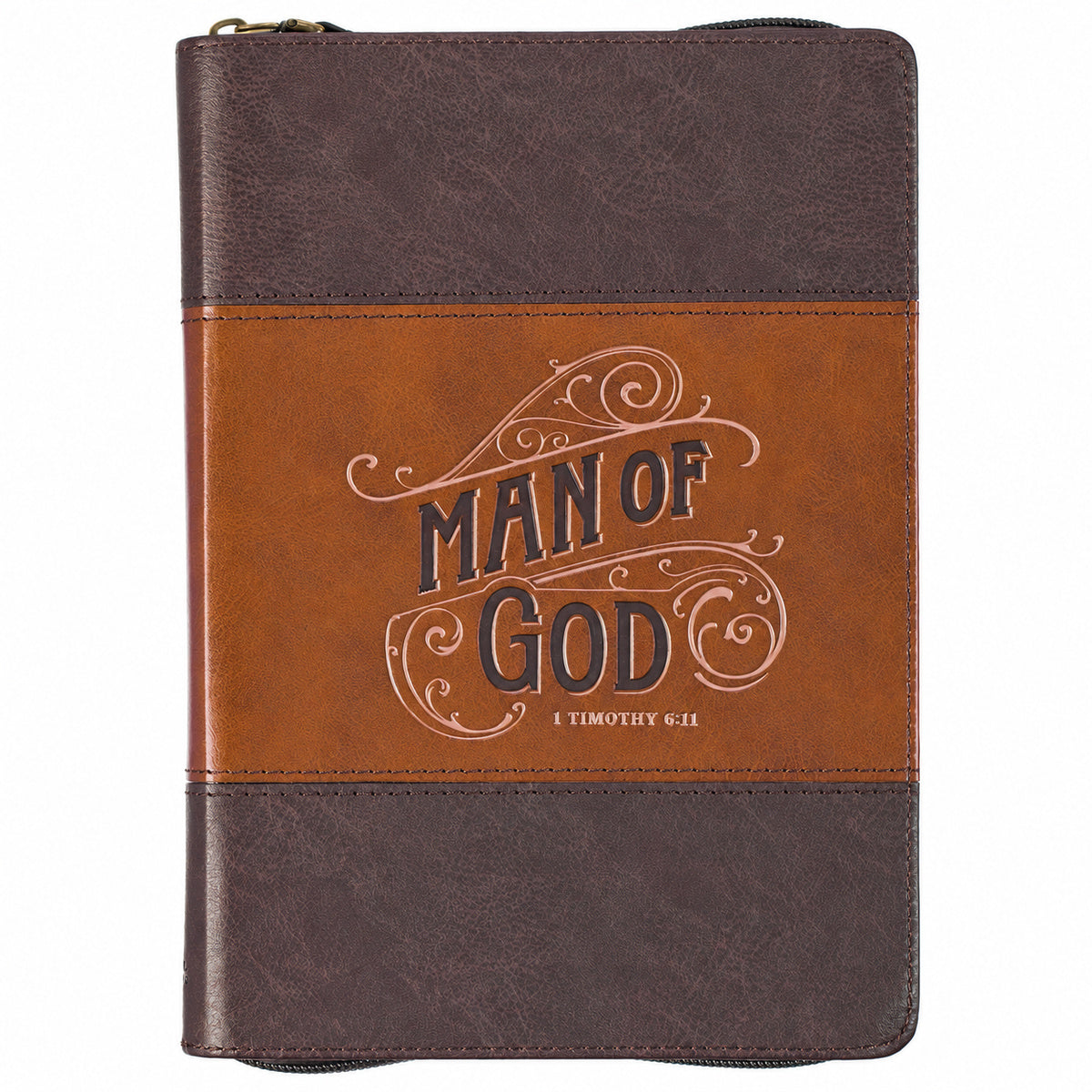 Man of God Honey Brown Zippered Journal front cover