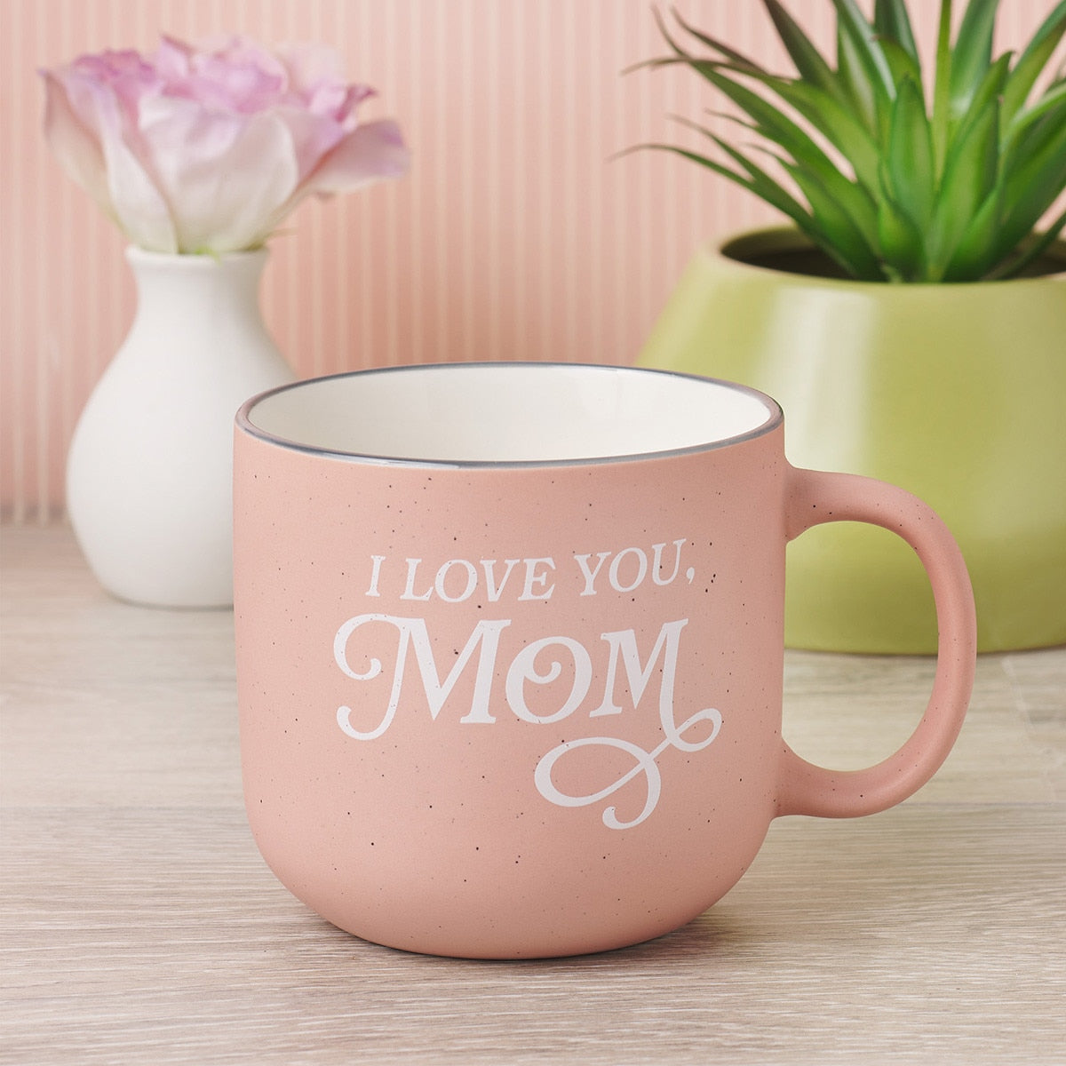 "I Love You, Mom" Pink Ceramic Coffee Mug Prov. 31:25 Christian Art Gifts