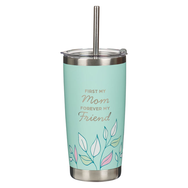 "First My Mom" Scripture Tumbler with Straw Isaiah 62:4 Christian Art Gifts