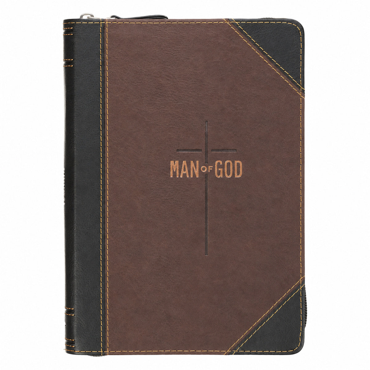 Man of God Brown Zippered Journal front cover