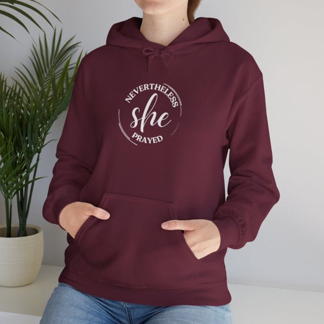 Nevertheless She Prayed Hoodie — 1 Thessalonians 5:17 Christian Women’s Scripture Sweatshirt - Christian Books Today