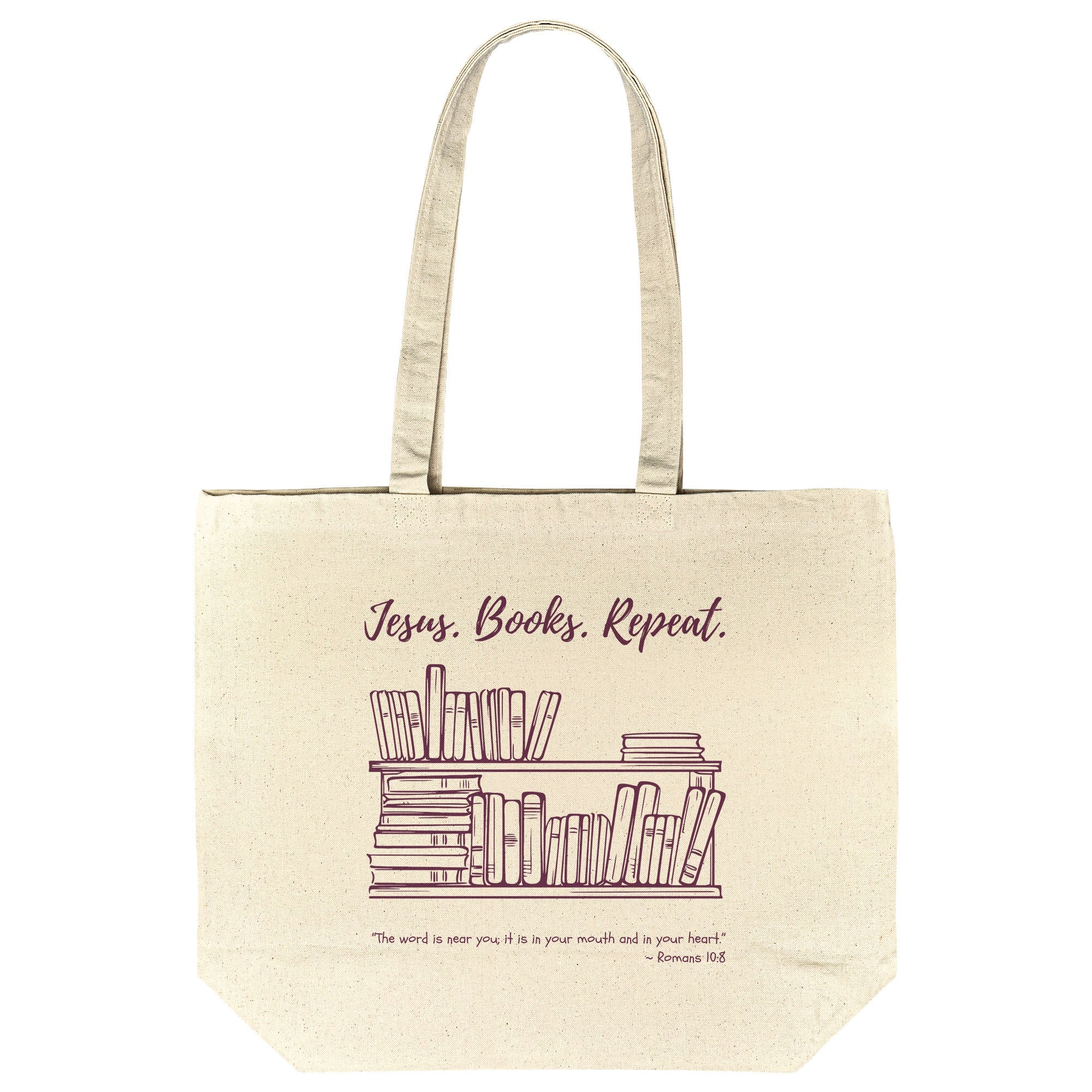 Tote Bag: Jesus * Books * Repeat - Christian Books Today