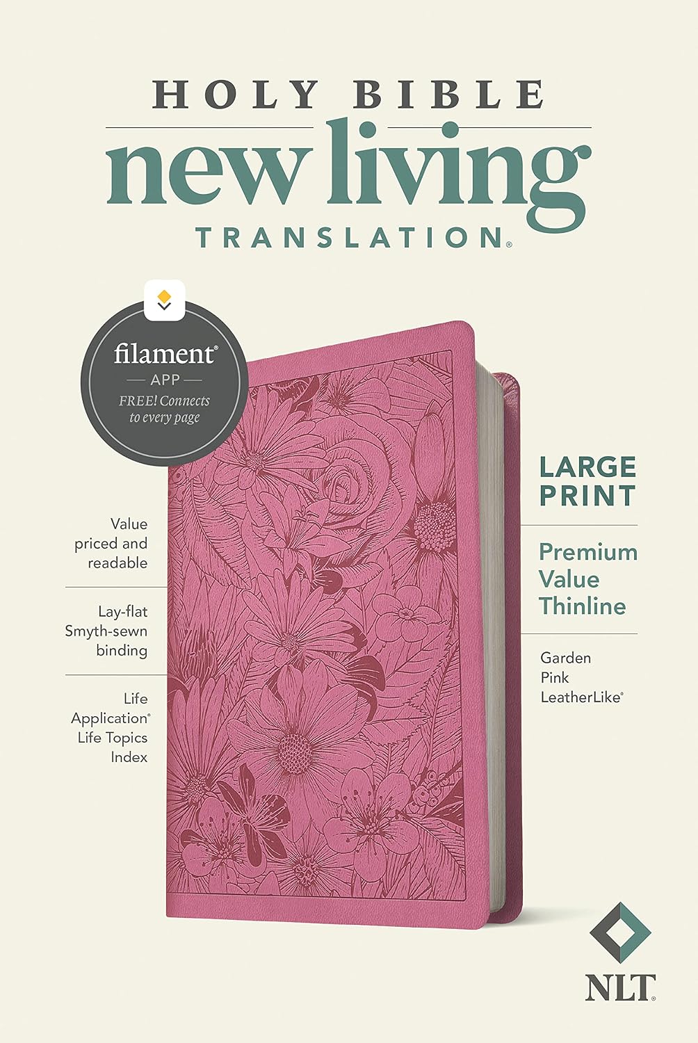 NLT Large Print Thinline Bible: Garden Pink