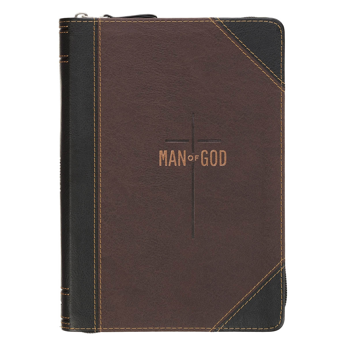 Man of God Brown Zippered Journal front cover
