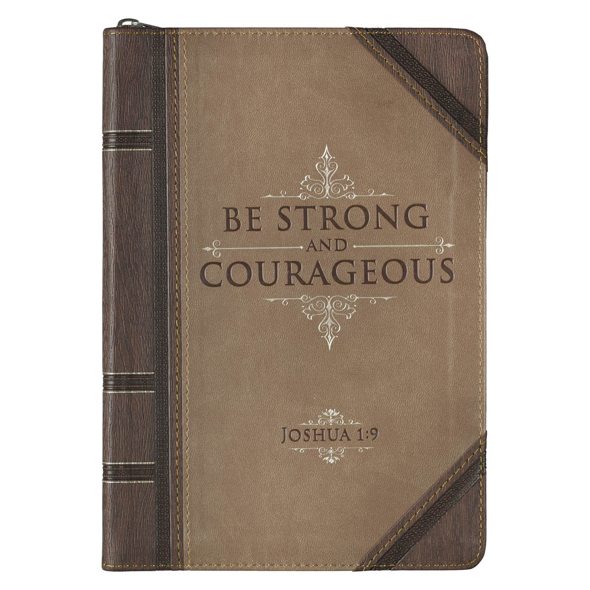 Be Strong and Courageous Walnut Journal front cover