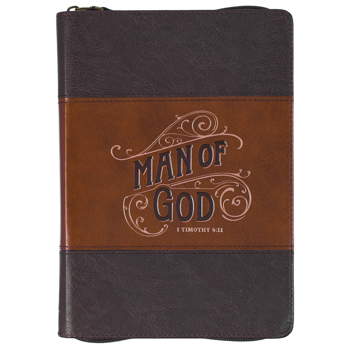 Man of God Honey Brown Zippered Journal front cover