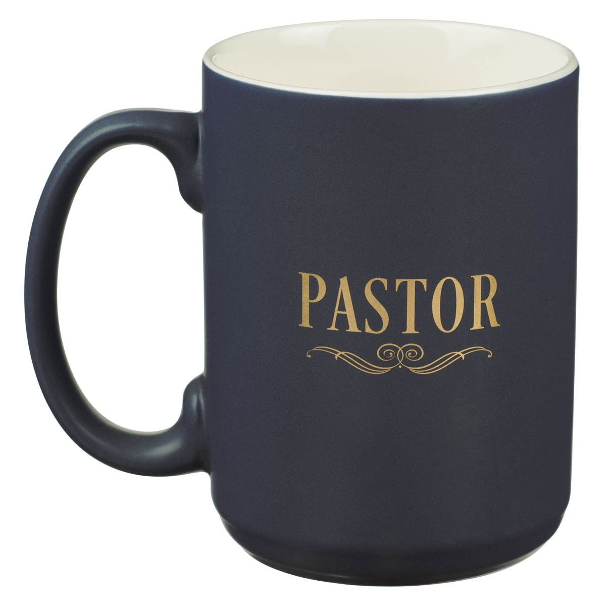 Beautiful Are the Feet Navy Pastor Mug - back view