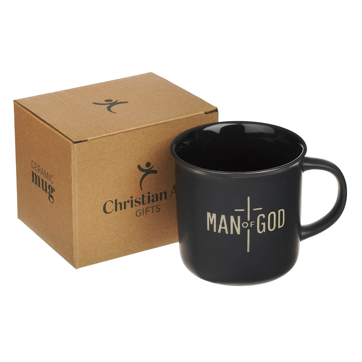 Man of God Matte Black Ceramic Mug - open view