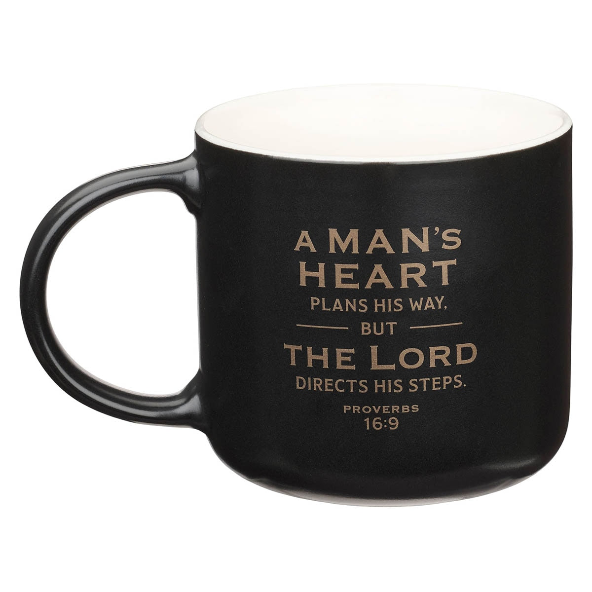 A Man's Heart Black Ceramic Mug - back view