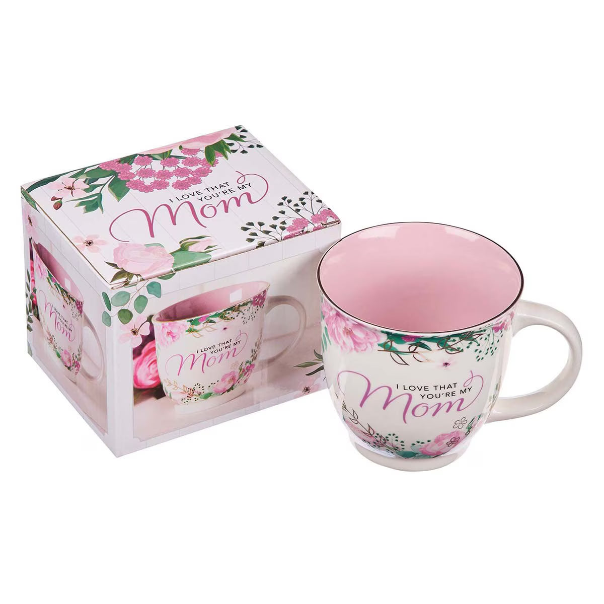 "I Love That You're My Mom" Ceramic Floral Mug Christian Art Gifts