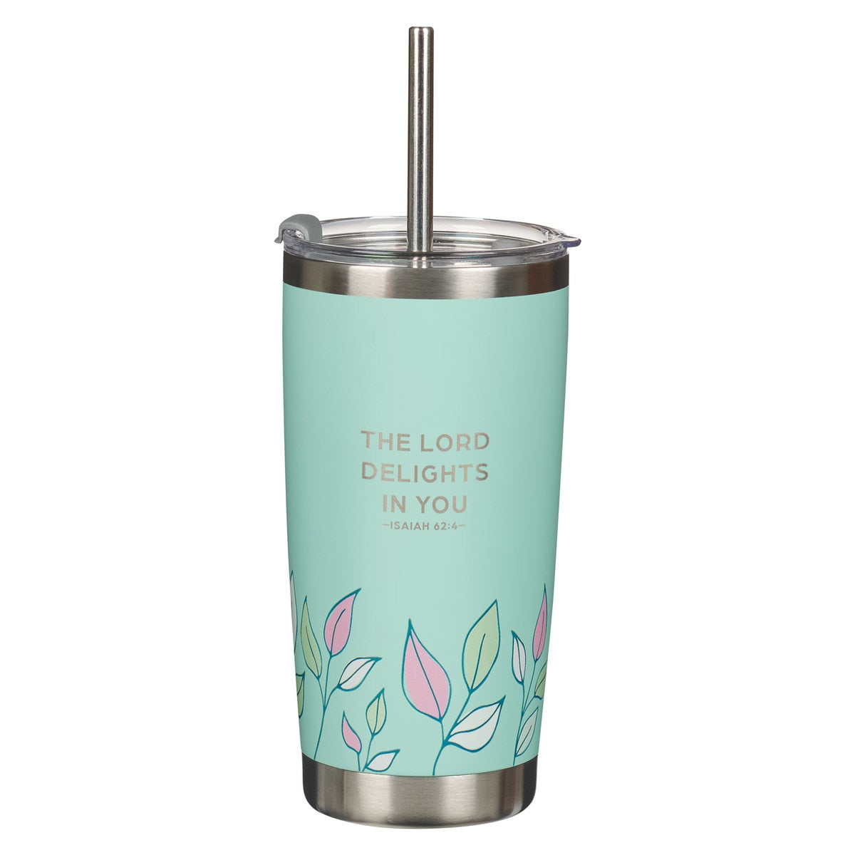 "First My Mom" Scripture Tumbler with Straw Isaiah 62:4 Christian Art Gifts