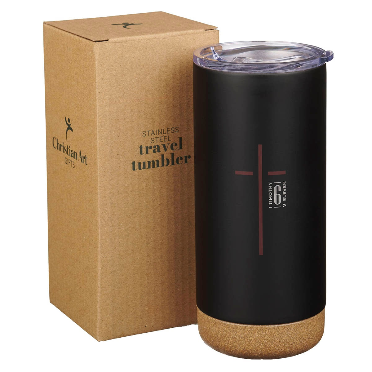 Man of God Black Stainless Steel Tumbler - open view
