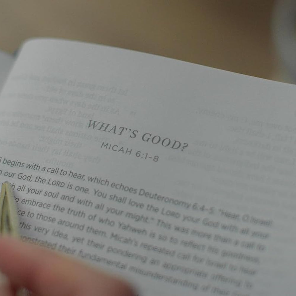 The “What’s Good?” devotional based on Micah 6:1–8 inside the ESV Applying the Gospel Study Bible for Women.