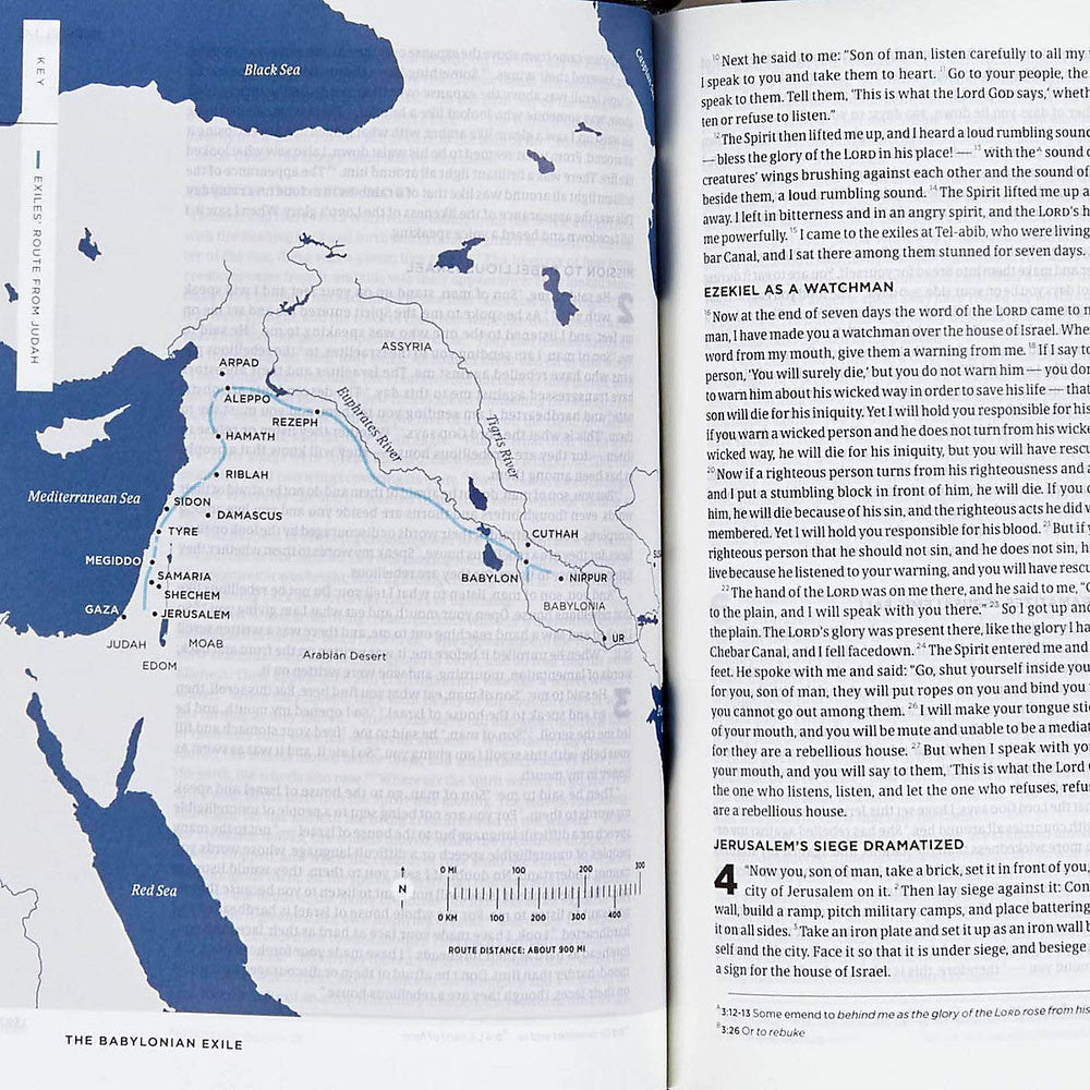 Map and Scripture text in the CSB He Reads Truth Bible.