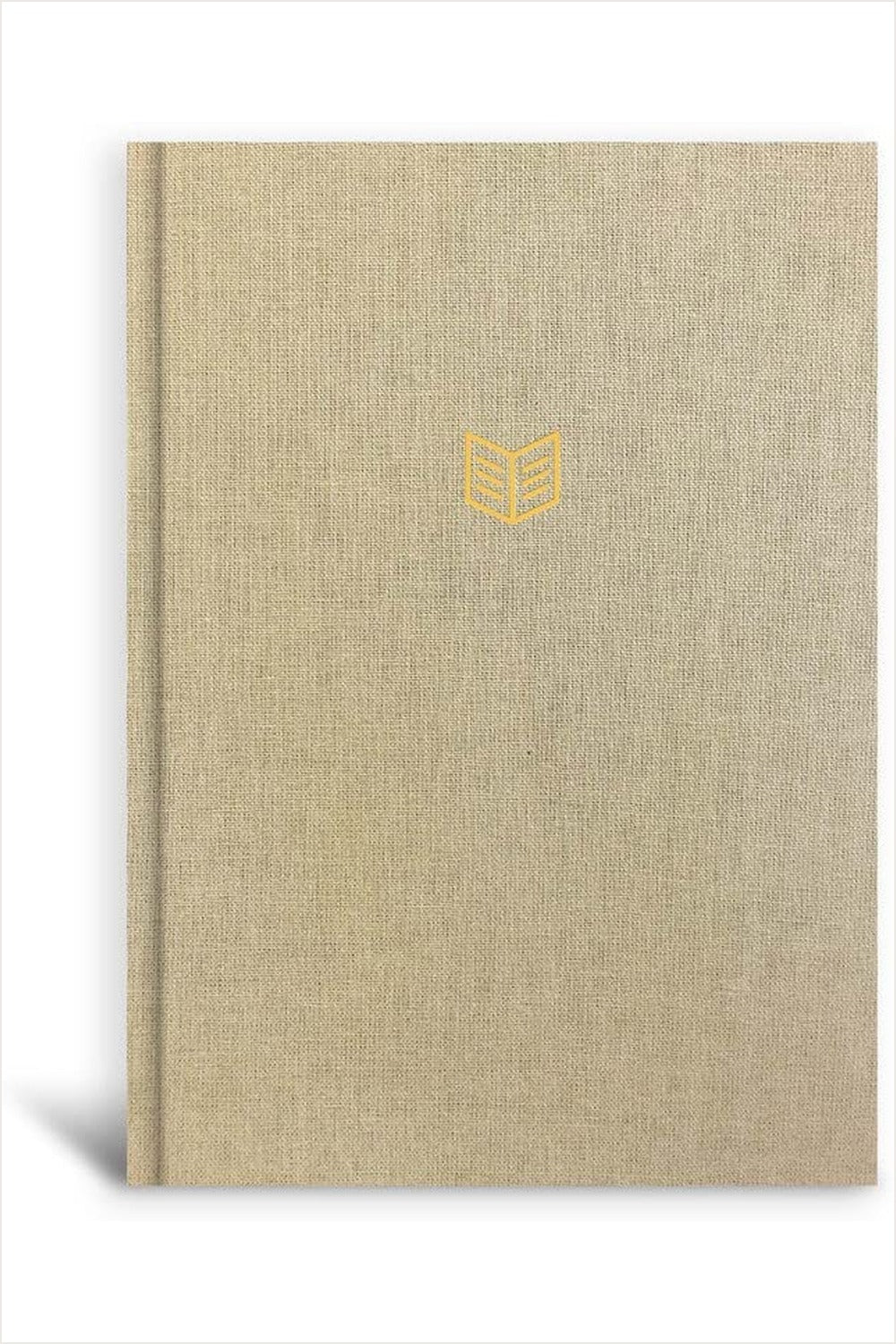 Front cover of the light beige linen CSB She Reads Truth Bible with a small gold emblem.