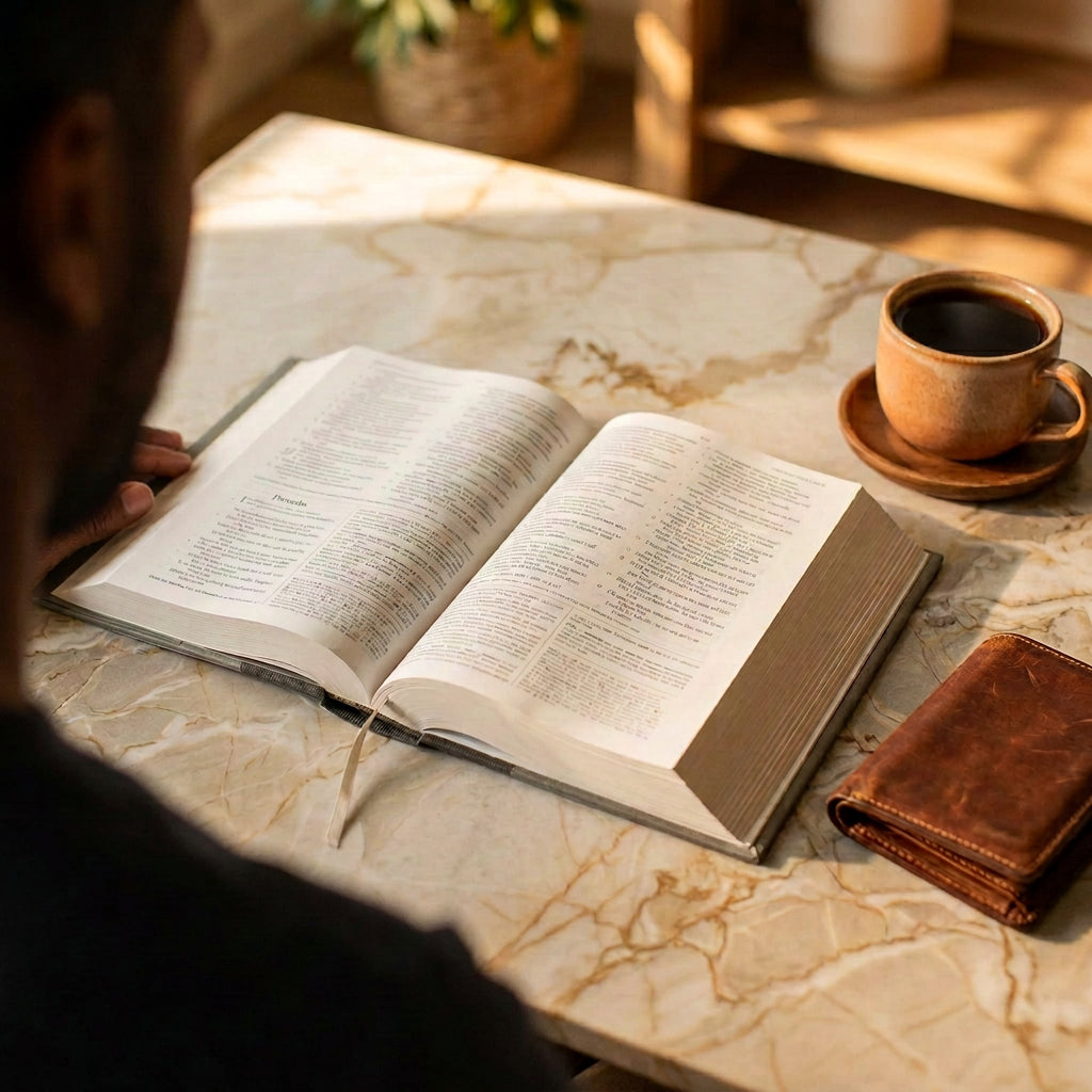 Open ESV Men's Study Bible showing Scripture text and study notes.