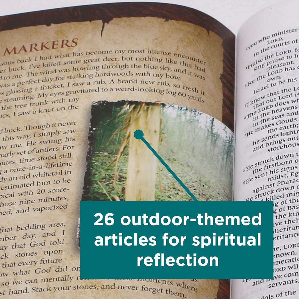 Exodus page spread in the NIV Outdoorsman Bible, showing its double-column Scripture layout.